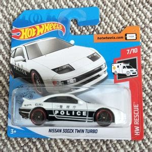 White Nissan 300ZX Twin Turbo Hot Wheels Rescue Police Car A Miniature Collectible Model For