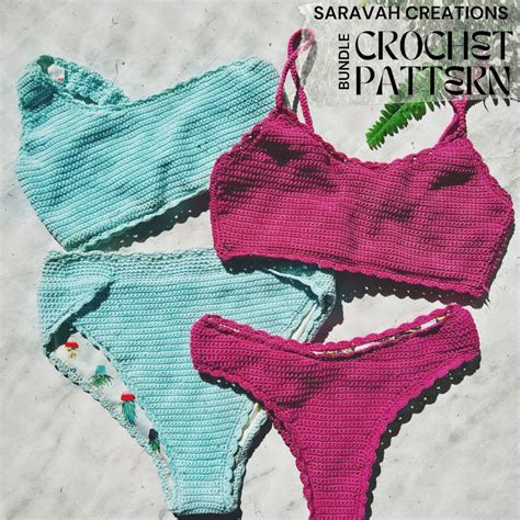 Pattern Bundle Blue Sky Bikini Set Magenta High Hip And Etsy