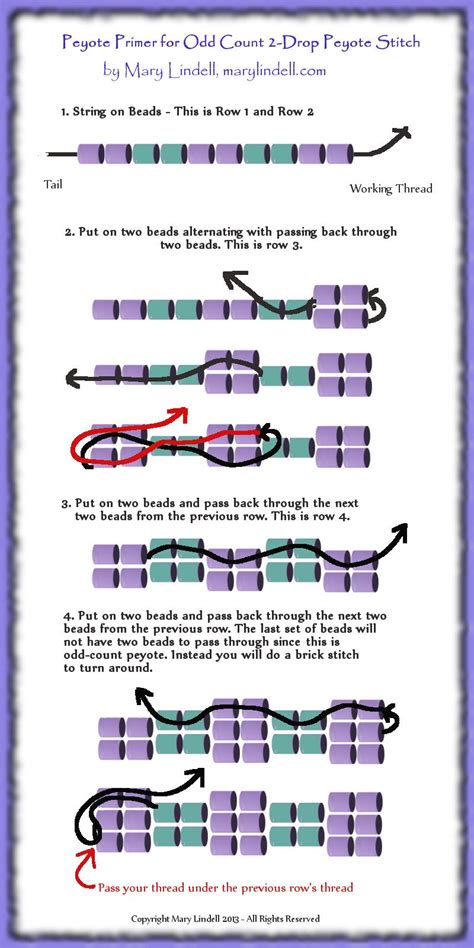 How To Bead Weave Odd Count Drop Peyote Stitch Graphical Tutorial By