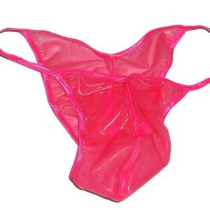 Men S Latex Brazilian BUTT HUGGER Brief String Bikini Tanga Ruched Back Rubber Shiny Fetish