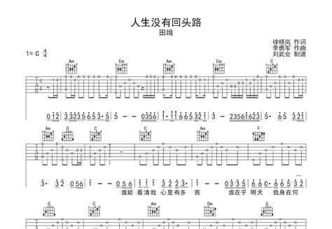 人生没有回头路吉他谱 田娥 C调弹唱62 单曲版 吉他世界