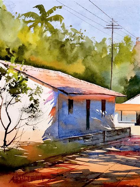 Village Life | Watercolor Painting by Abhijeet Bahadure | Exotic India Art