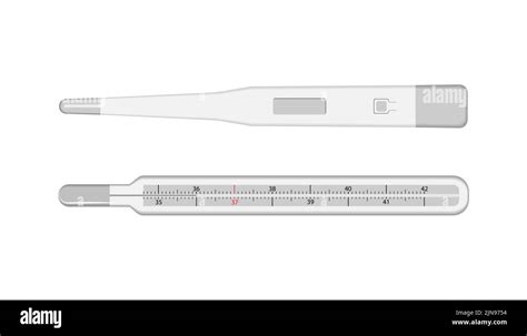 Mercury And Electronic Medical Thermometers Vector Illustration