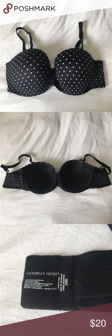 Black Polka Dot Victorias Secret Strapless Bra Strapless Bra Black