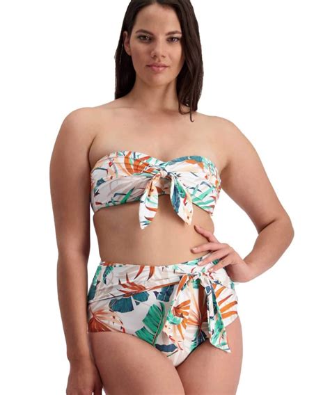 Moontide Swimwear Tropical Vibes Knot Front Bandeau Bikini Top