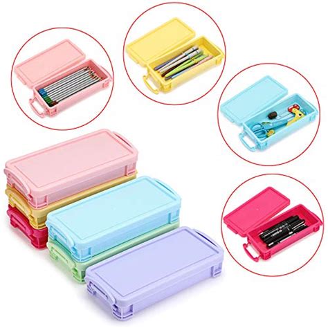 BTSKY 6 Colors Large Capacity Pencil Box Stackable Colorful Office