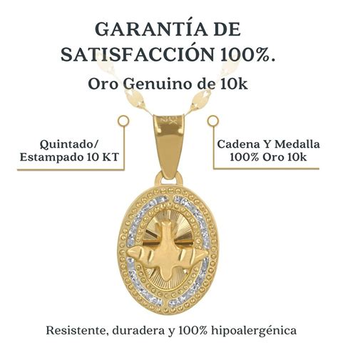 Medalla Espíritu Santo Y Cadena De Oro Sólido 10k Bautizo Envío gratis