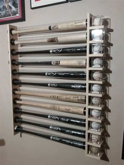 Bat Wood Baseball Bat Display Rack W Shelves Premium Pine Etsy