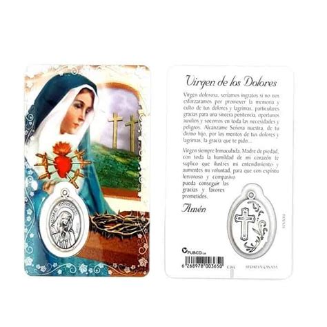 Estampa Virgen De Los Dolores Con Medalla Met Lica Botiga De La