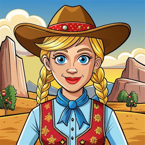 Premium Vector | A cartoon of a girl wearing a cowboy hat with a cowboy ...