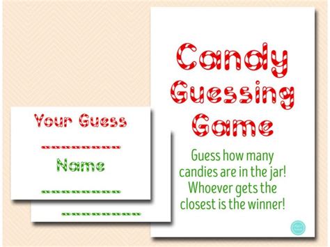 Christmas Candy Guessing Game Printable Guess How Many Candies In Jar Christmas Game