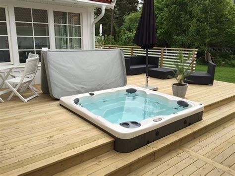 Hydropool Serenity Installed In Deck Patio Stunning Hot Tub Deck