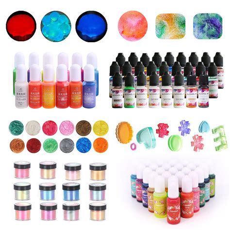 Kit De Pigments En R Sine Poxy Ml Encre D Art Alcool Liquide