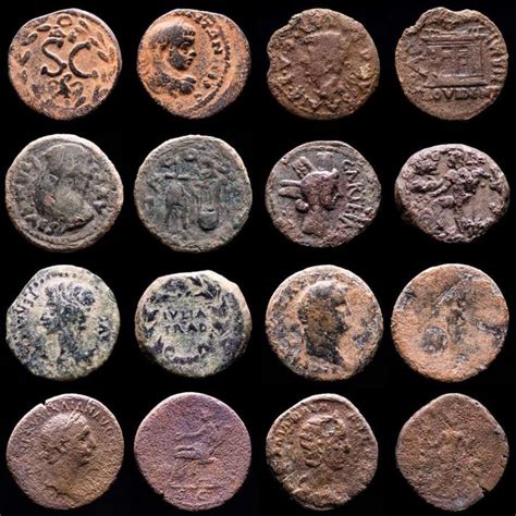 Impero Romano Lot Comprising Eight Ae Coins Ases Dupondius And