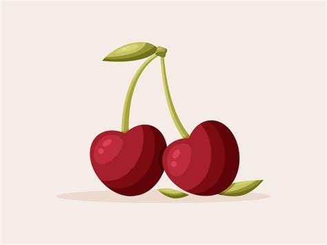 Cerezas De Par Rojo De Dibujos Animados Frescos Vector Premium