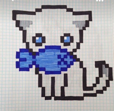 Gatito Mono Con Pez Muerto 🐱🐟 Dibujos En Cuadricula Dibujos