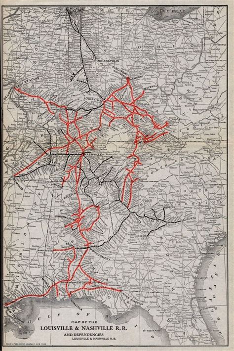 an old map with red lines showing the route from london to nashville, n c