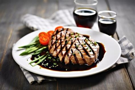 Premium Photo Grilled Tuna Steaks With A Bowl Of Soy Sauce