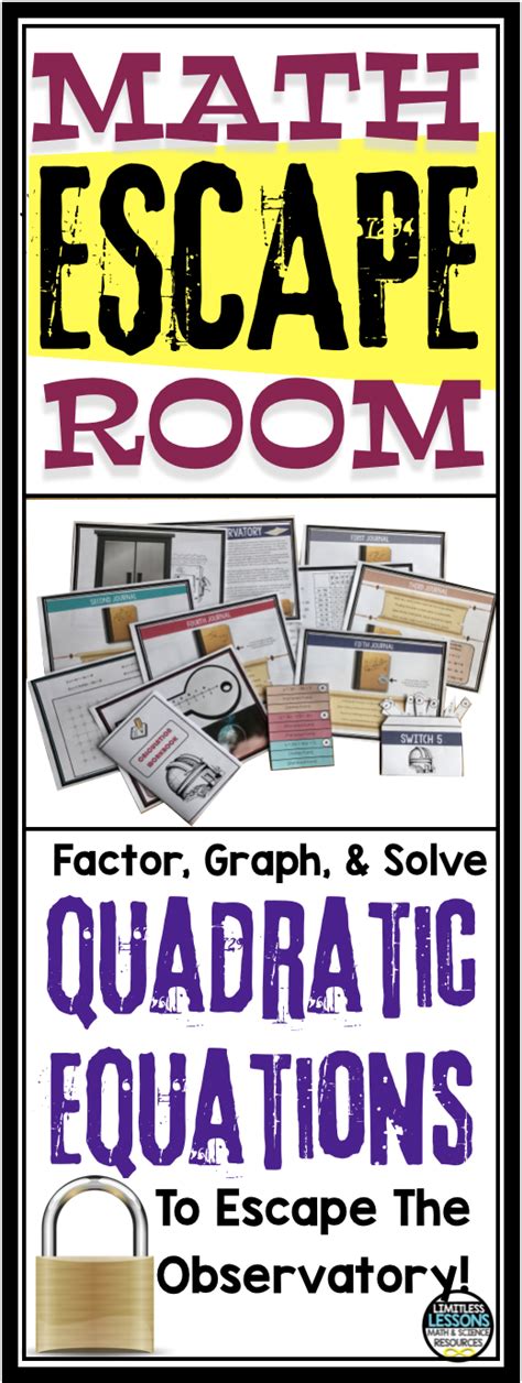 Quadratic Equations Escape Room Quadratics Solving Quadratic