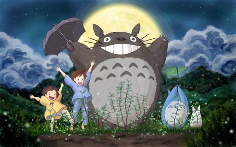 Papel De Parede Ilustração Anime Desenho Animado Totoro Estúdio