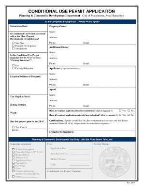 Fillable Online Manchesternh CONDITIONAL USE PERMIT APPLICATION