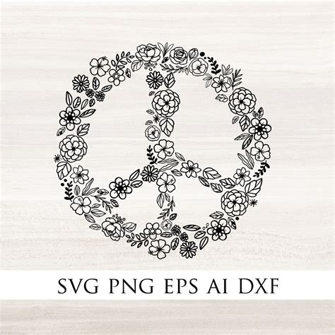 Floral Peace Sign Svg Peace Sign Svg Wildflower Svg Boho Etsy