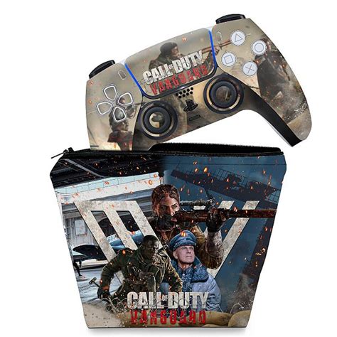 KIT Capa Case E Skin PS5 Controle Call Of Duty Vanguard Pop Arte Skins