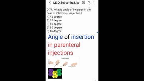 Pharmacy Question And Answer Discussion Q77 Angle Of Insertion In