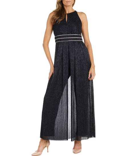 R M Richards Sleeveless Halter Neck Overlay Maxi Skirt Jumpsuit