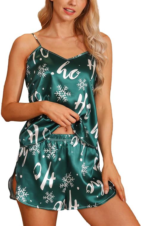 Samring Silk Pajamas For Women Satin Camisole Sleepwear Sexy Lingerie Cami Top With Shorts Pj Sets