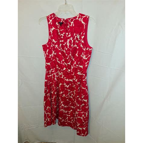 Talbots Red And White A Line Flare Dress Size 12 Depop