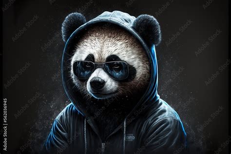 Cool animals in hoodies and sunglasses panda Stock Illustration | Adobe ...