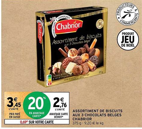 Promo Assortiment De Biscuits Aux 3 Chocolats Belges Chabrior Chez