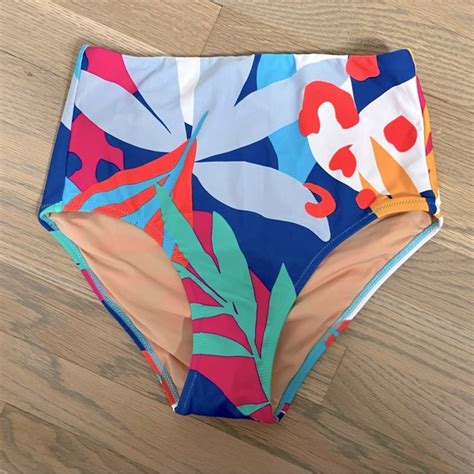 J Crew Swim Nwt Jcrew Printed Highwaisted Bikini Bottom Size S