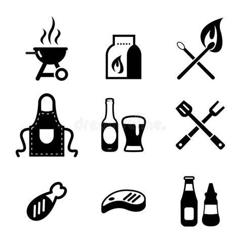 Bbq Grill Icons Set Stock Vector Illustration Of Mobile