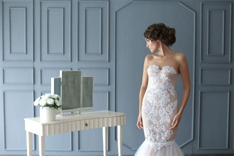 Peivy For Your Special Moments Nude White Mermaid Gown By Peivy Design