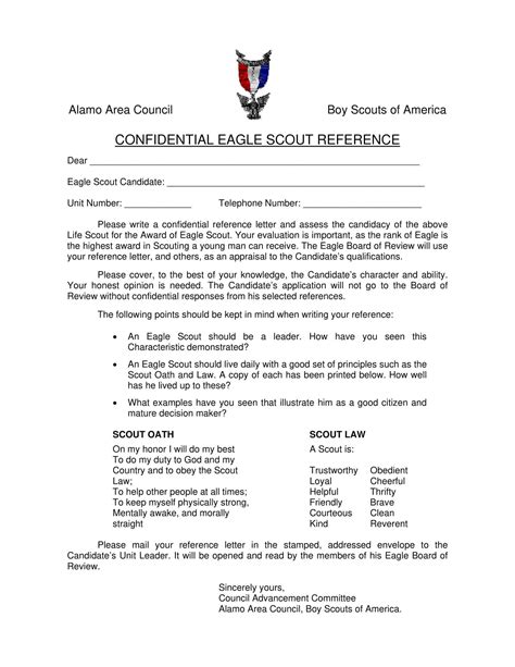 Free Printable Eagle Scout Recommendation Letter Templates [pdf]