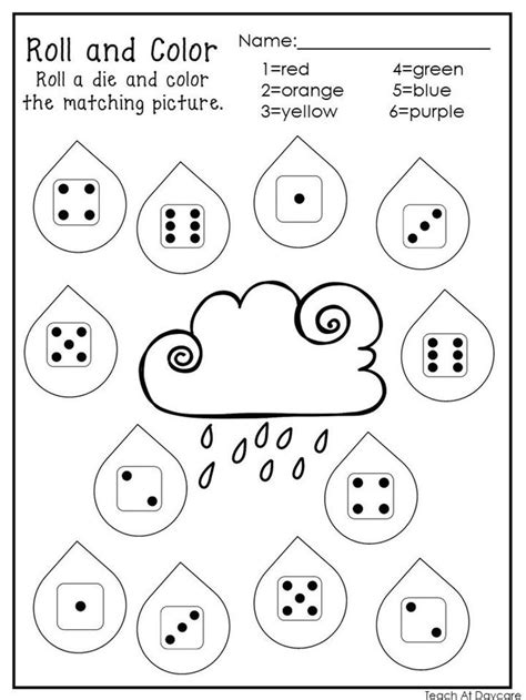 20 Printable Roll and Color Worksheets. Numbers 1-6. Preschool ...