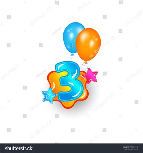 Cartoon Number Three Sticker Label Balloons Stock Vector (Royalty Free) 1506319712 | Shutterstock