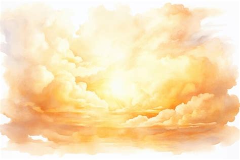 Premium Vector | A watercolor painting of a sunset with clouds and sun