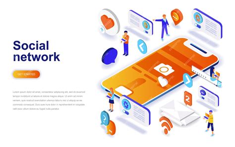 Premium Vector Social Network Modern Flat Design Isometric Concept