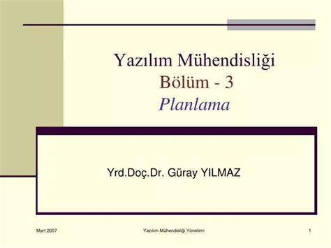 PPT Yazılım Mühendisliği Bölüm 3 Planlama PowerPoint Presentation