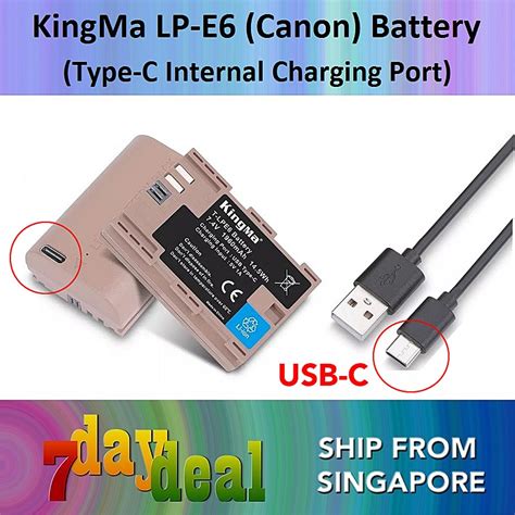 KingMa LP E6 Battery With Type C Internal Charging Port For Canon EOS