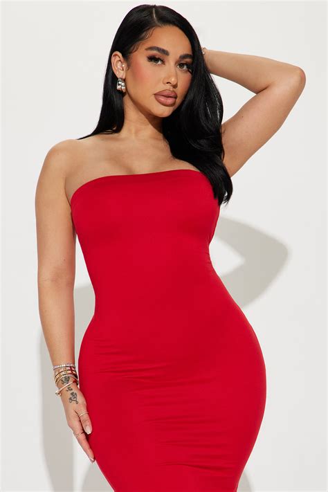 Dare You Double Lined Midi Dress Red Fashion Nova Dresses