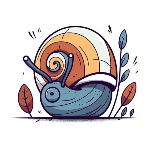 Lindo Caracol De Desenho Animado Ilustra O Vetorial Isolada Em Fundo