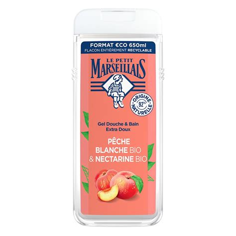 Le Petit Marseillais Gel Douche Bain Extra Doux Pêche Blanche Bio et