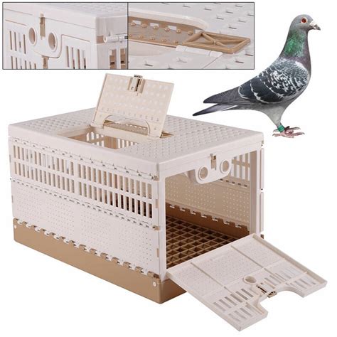 Buy Plastic Bird Pigeon Basket Folding Cages 2 Side Brown Training