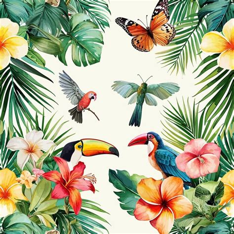 Premium Vector Tropical Seamless Pattern