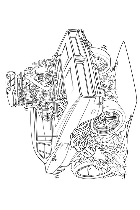 Colorful Muscle Car Coloring Page Vintage Hot Rod Design