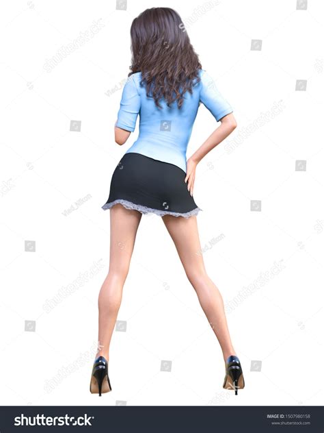 Longhaired Sexy Brunette Secretary Mini Skirtbeautiful Stock Illustration 1507980158 Shutterstock